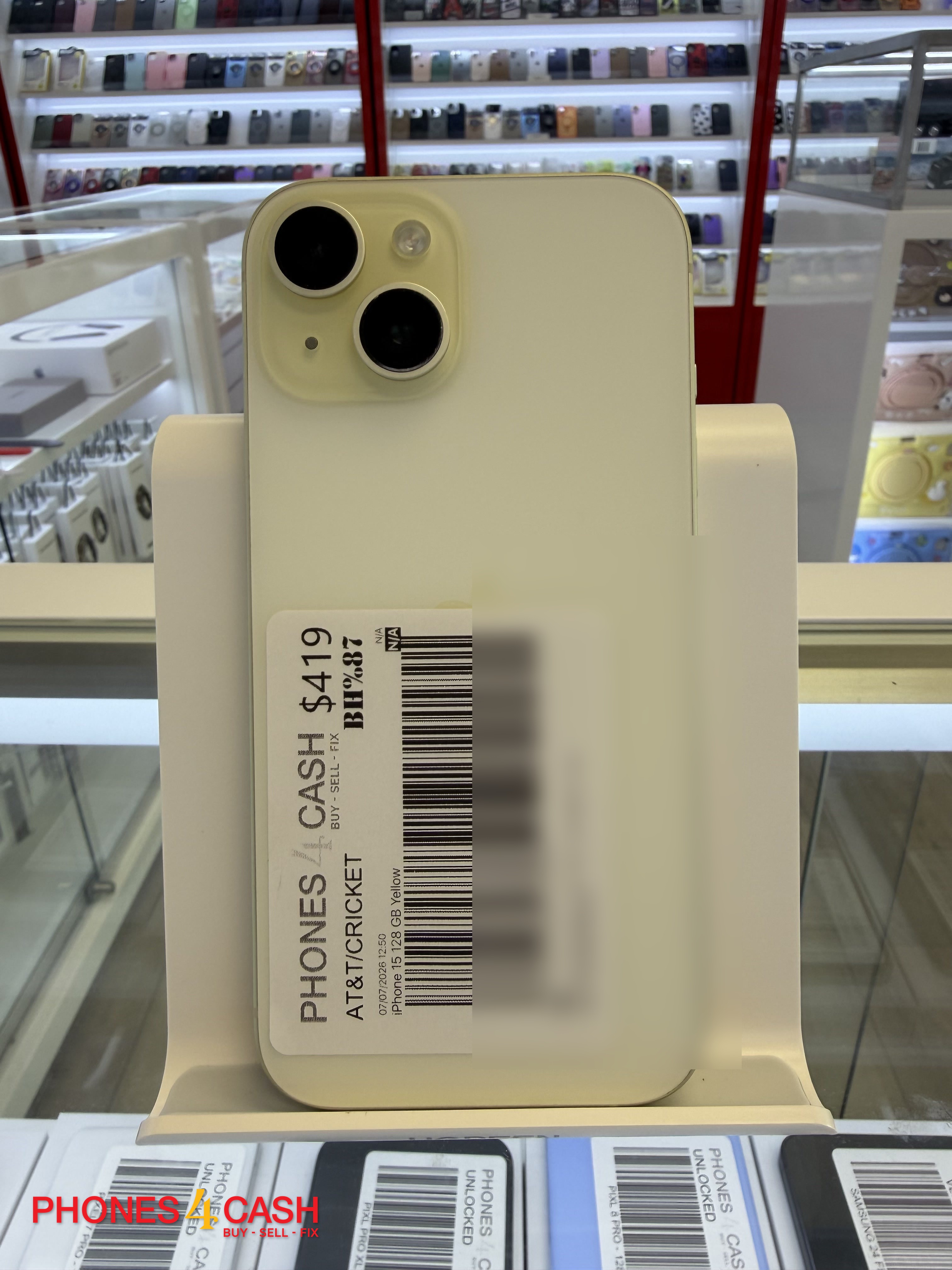 iPhone 15 - 128GB Yellow (AT&T / Cricket)