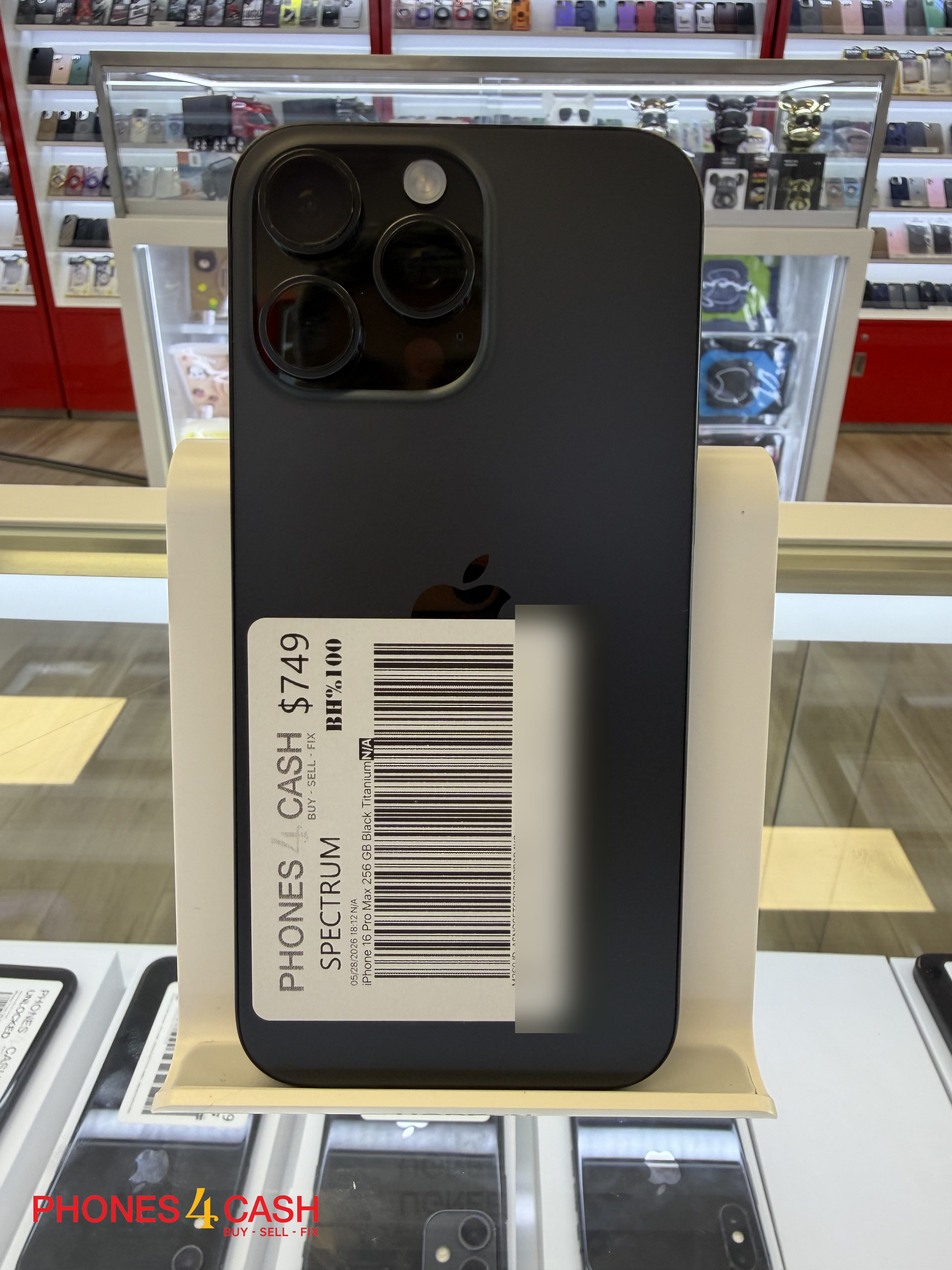 iPhone 16 Pro Max - 256GB Black Titanium (Spectrum)